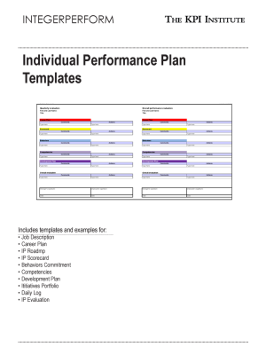 Individual Performance Plan Templates