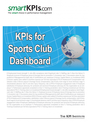 KPIs for Sports Club Dashboard